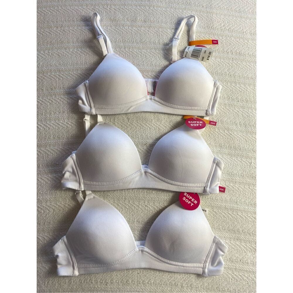 Maidenform Girls' 32A Medium Seamless 3-Pack Beginner Crop Bra